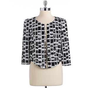 NWT Black & White Grid Print Sequin Croppe…